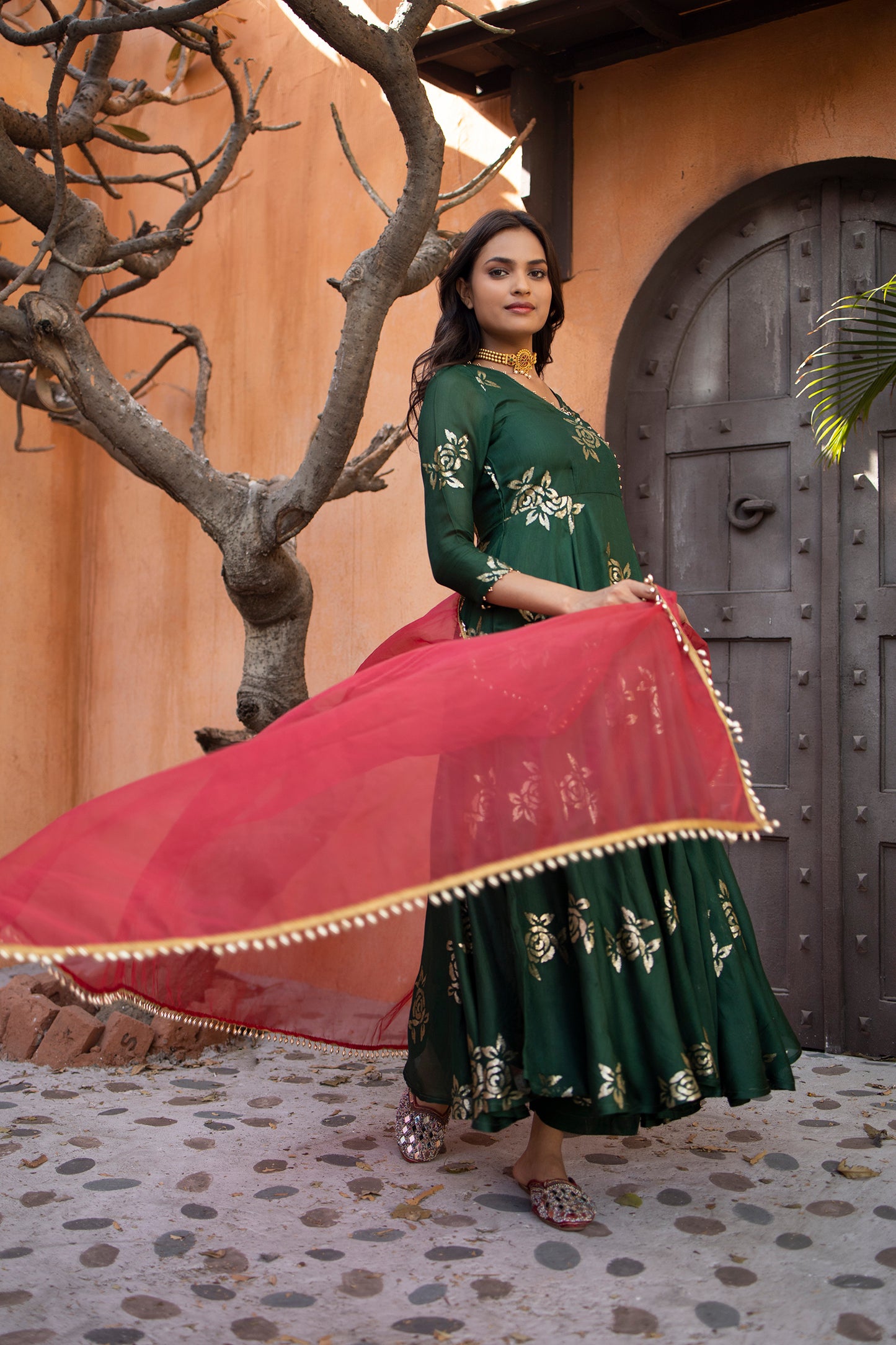 
                  
                    Tantu Green Embroidered Suit Set
                  
                