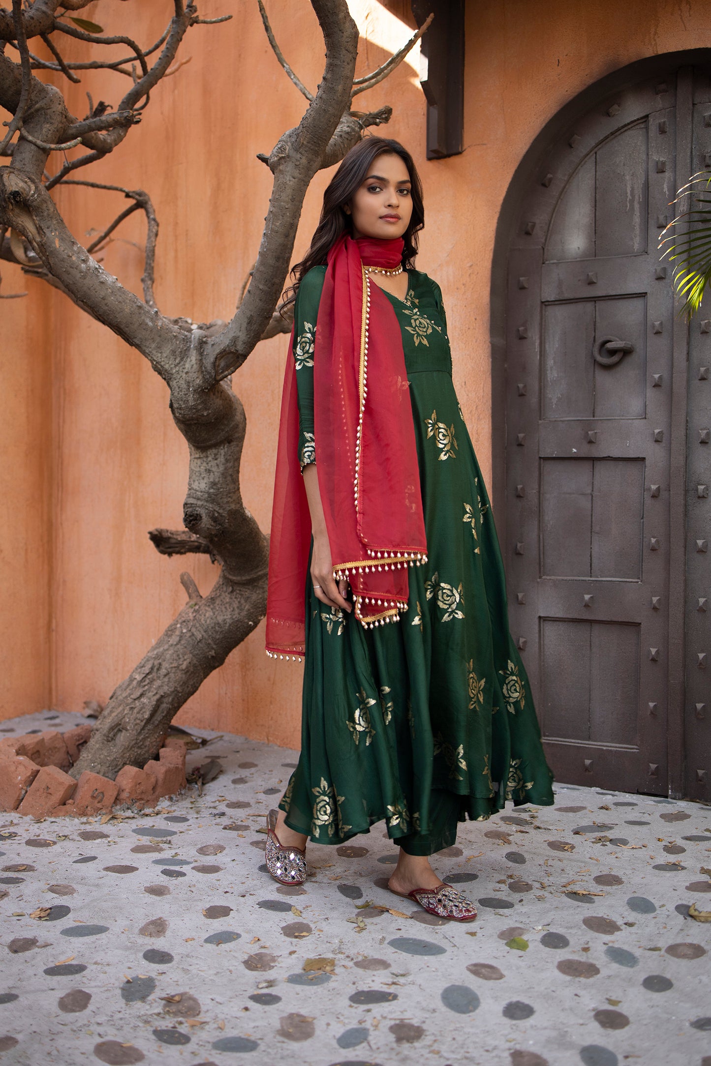 
                  
                    Tantu Green Embroidered Suit Set
                  
                