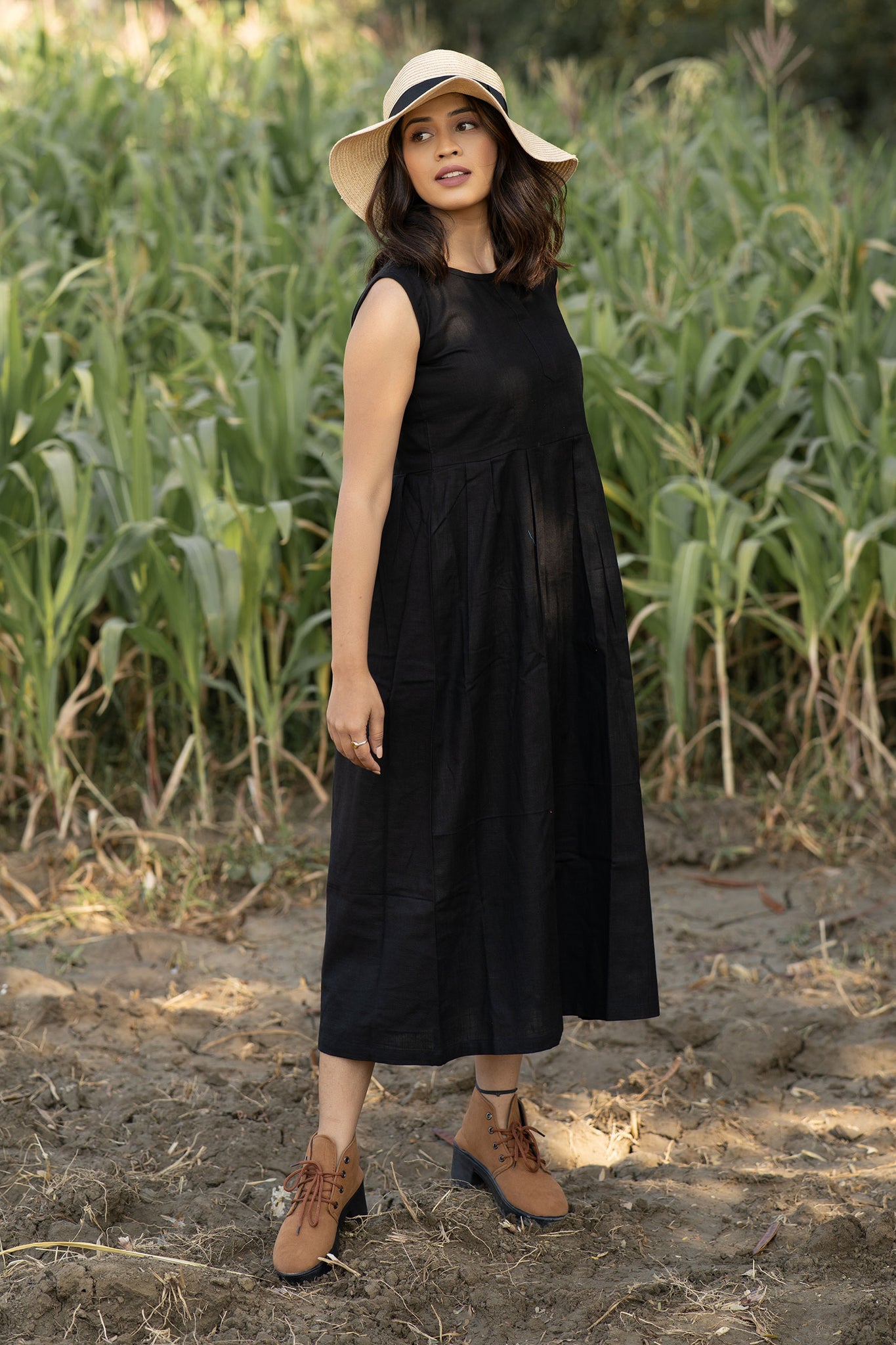 Black Lily Cotton Dress - Tantu 