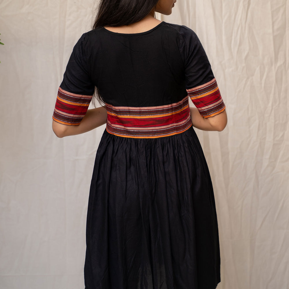 
                  
                    Black Cotton Pleated Dress - Tantu 
                  
                