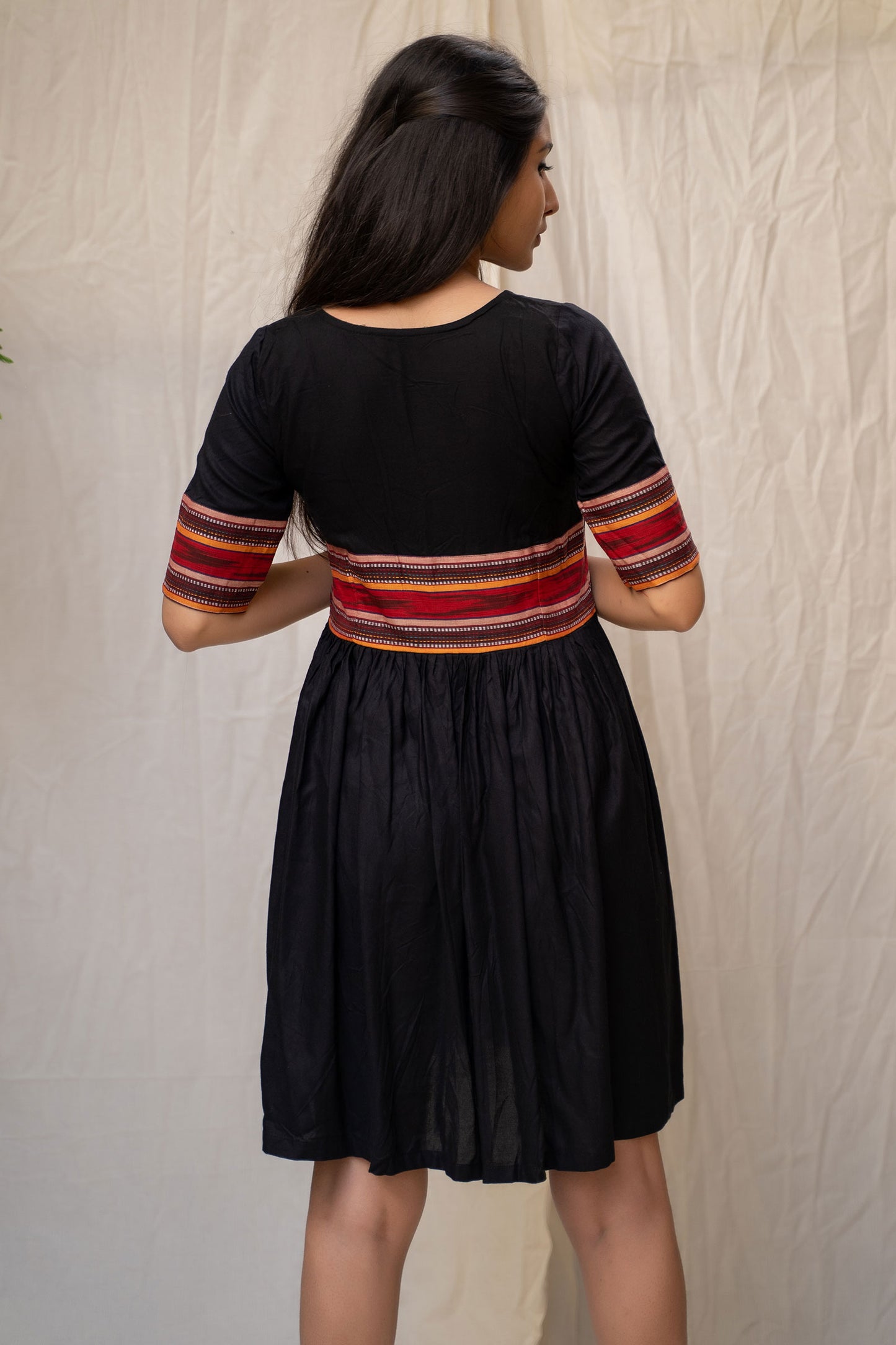 
                  
                    Black Cotton Pleated Dress - Tantu 
                  
                