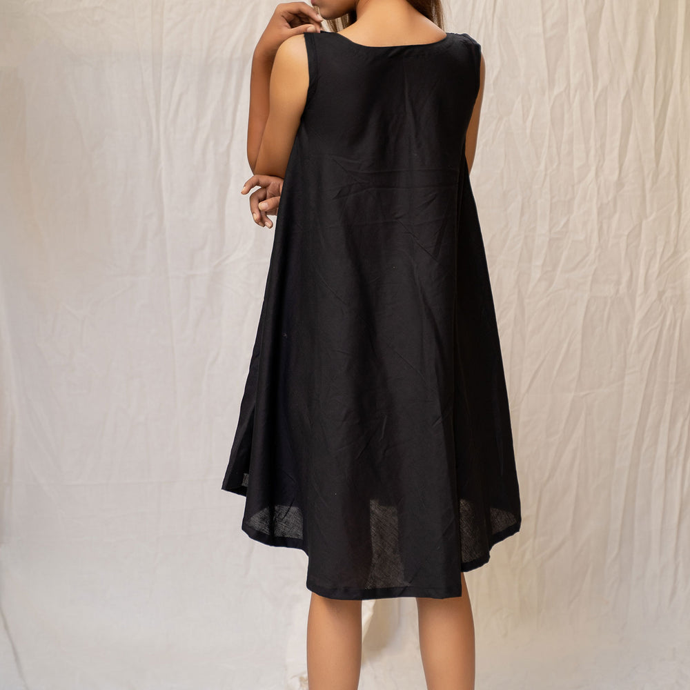 
                  
                    Black Cotton Short Dress - Tantu 
                  
                