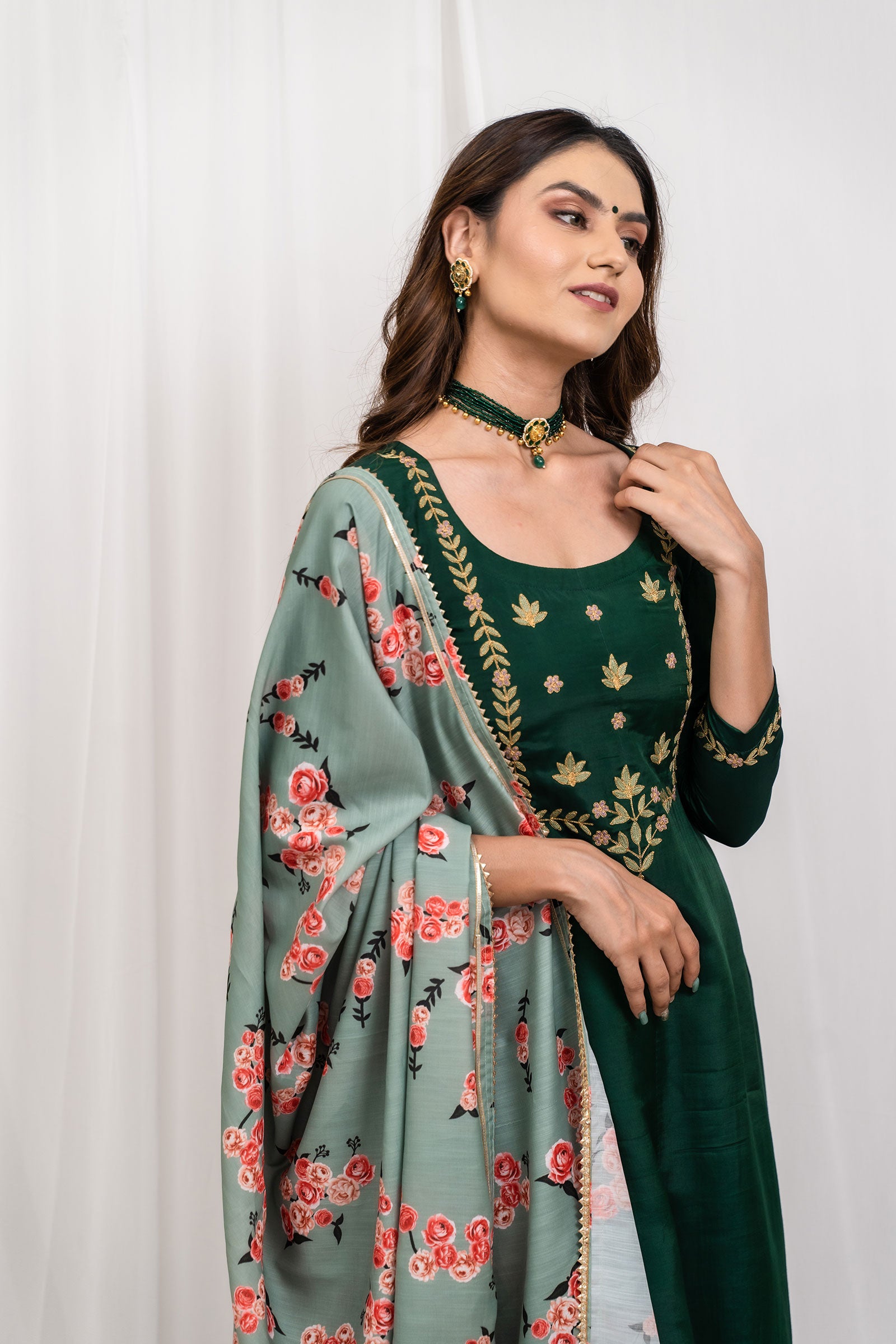 Haritha Embroidered Silk Suit Set - Tantu 