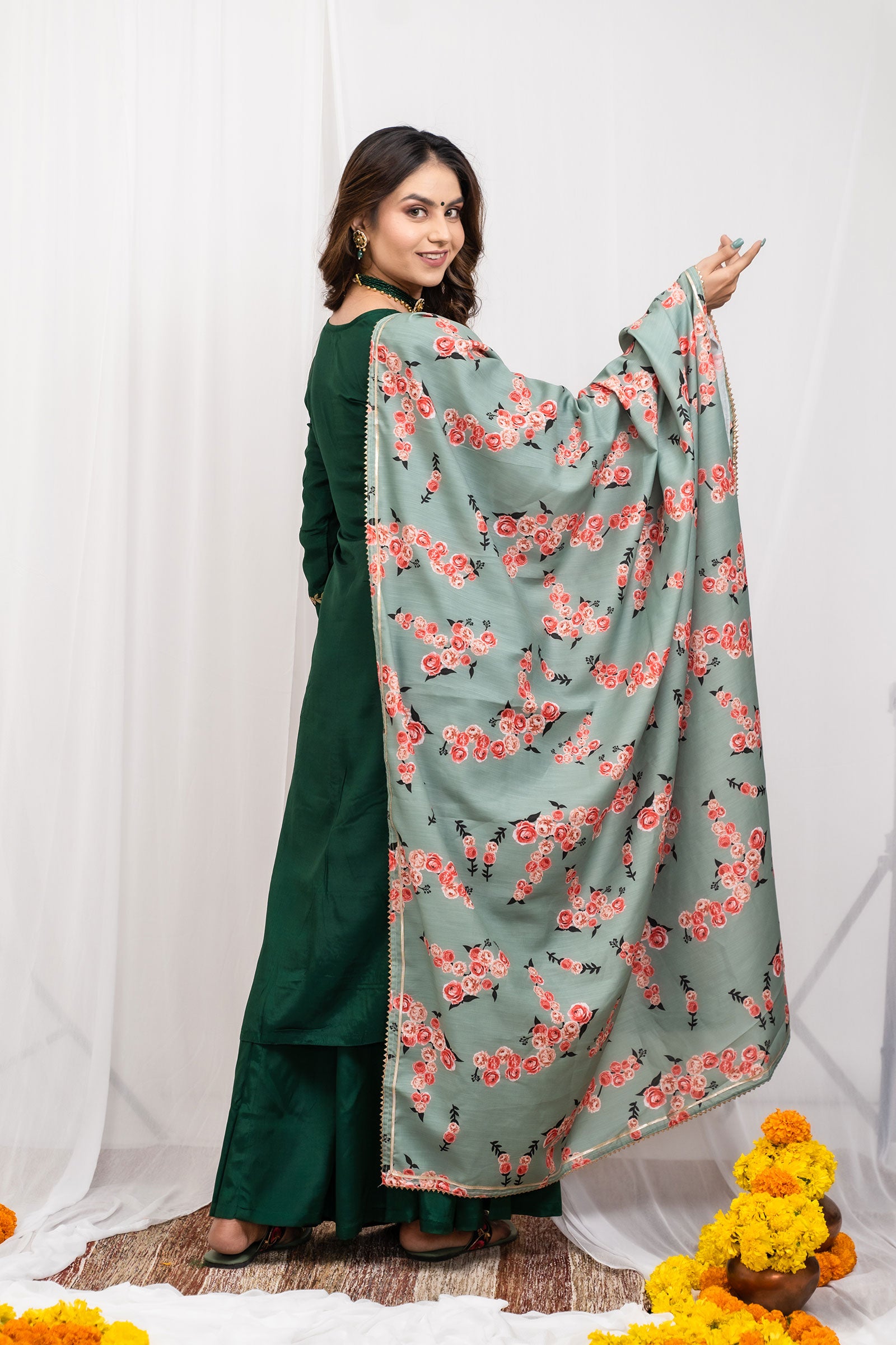Haritha Embroidered Silk Suit Set - Tantu 